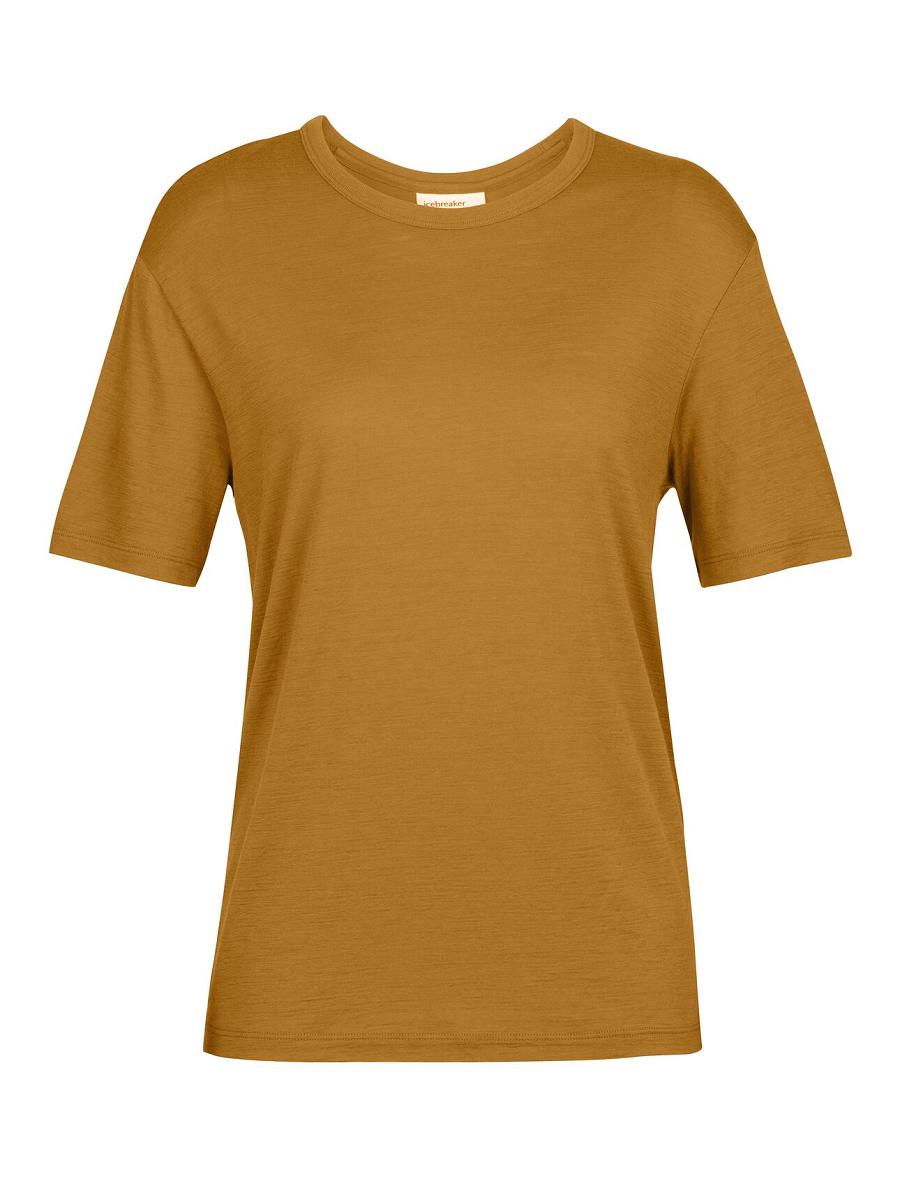 Clove Women's Icebreaker Merino Granary Short Sleeve T Shirts | USA 1581XYUF